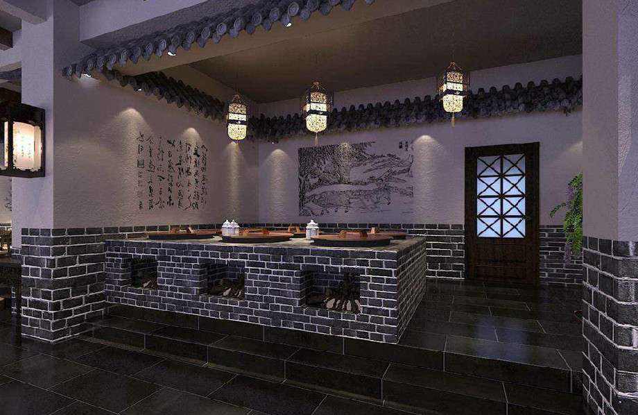 小灶臺(tái)中餐館裝修設(shè)計(jì)效果圖