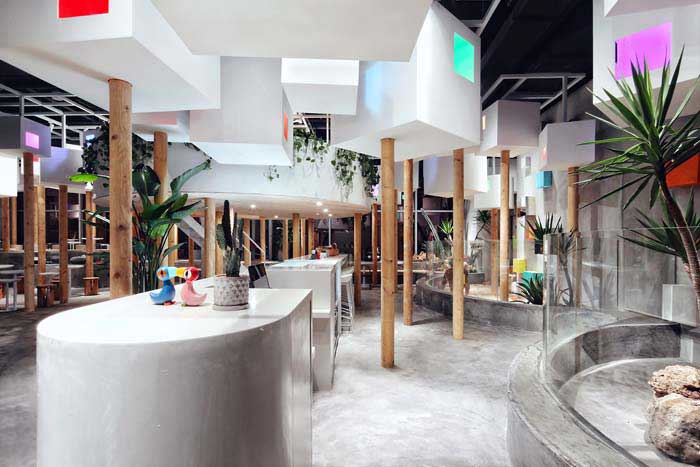 鄭州300m2動物主題咖啡廳設(shè)計效果圖