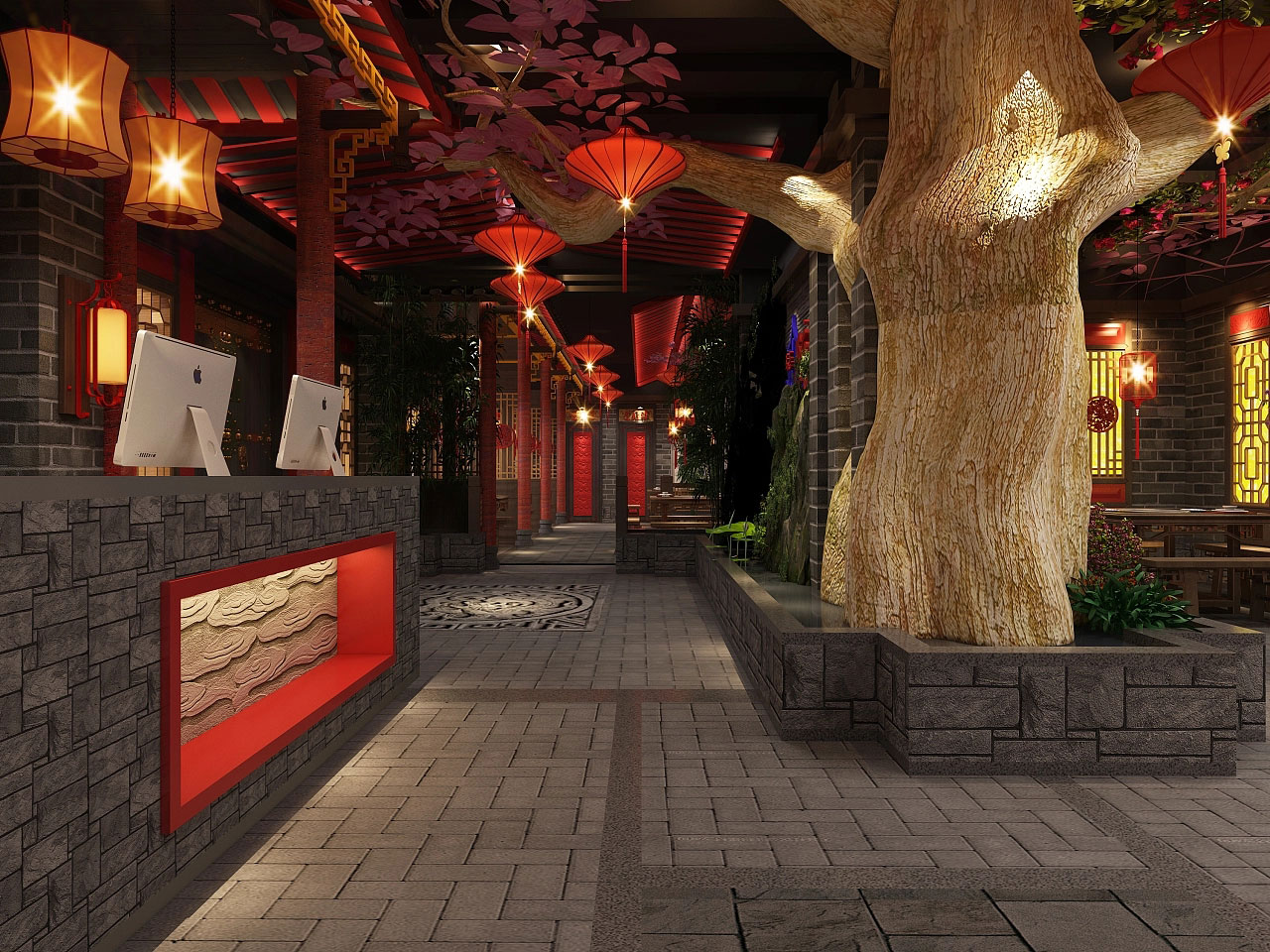 洛陽火鍋店設(shè)計-中式火鍋店裝修設(shè)計效果圖