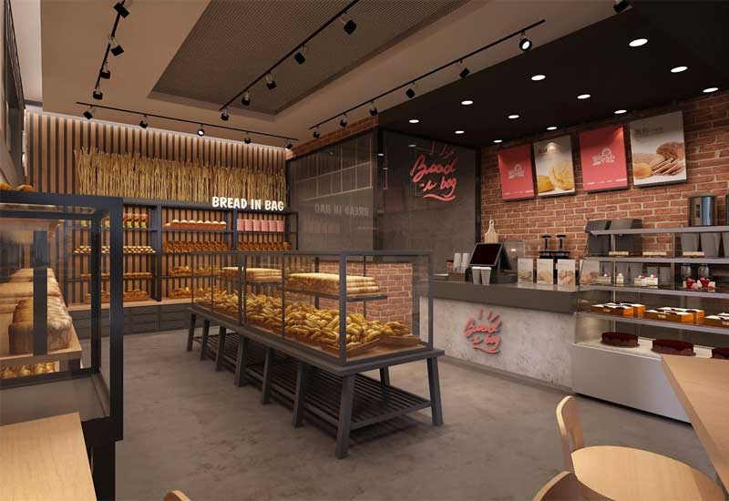 鄭州烘焙店裝修設計費用：展示柜燈光設計報價明細