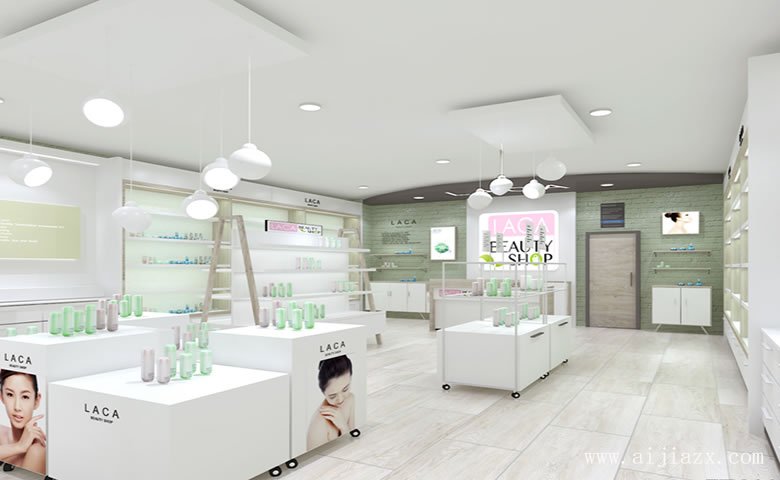白色簡(jiǎn)約化妝品專賣(mài)店鋪裝修效果圖