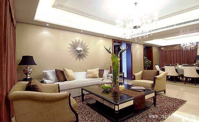 明亮大方的簡(jiǎn)歐風(fēng)格大戶(hù)型客廳裝修效果圖